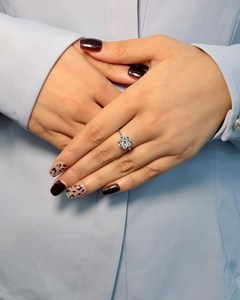 <b>Floral</b> Style Round Cut Diamond Promise Ring Lab Grown CVD With 18K Solid Gold Fine Wedding Party Surprise Gift For Partners - Product Image 3