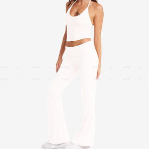 Ensembles de sport personnalisés pour femmes, col halter, sans manches, séchage rapide, 2 pièces, pour le yoga et l'entraînement, avec soutien tout au long de la journée - Product Image 2