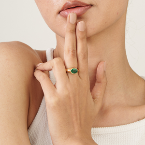 Trending Precious Gemstone Genuine Emerald East West Set Chunky <b>Dome</b> <b>Ring</b> For Men's Statement 18K Solid Yellow Gold Jewelry - Product Image 4