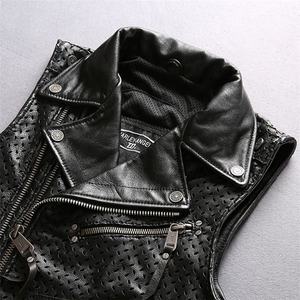 Chaleco de Cuero Perforado para Motociclistas, con Cierre Cruzado y Múltiples Bolsillos, para Hombre, OEM ODM - Product Image 5