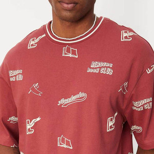 Camiseta de Manga Corta para Hombre, Cuello Redondo, Color Rojo, Estampado de Dibujos Animados, Impresión Serigráfica, Antiarrugas, Estilo Casual, Corte Regular, Jersey de Algodón - Product Image 5