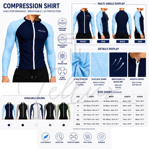 เสื้อรัดรูปป้องกันแสงแดดสำหรับผู้ชาย ระบายอากาศได้ดี แห้งเร็ว ผลิตจากผ้าสแปนเด็กซ์/โพลีเอสเตอร์ - Product Image 6