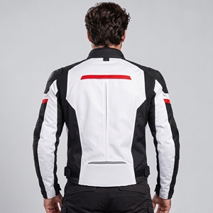 Men's Textile Motorcycle Jacket Full Sleeve Windproof Breathable Lightweight <b>White</b> Black Red Design All Seasons Riding Gear - Product Image 3