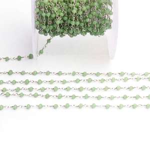 Chaîne de chapelet perlée ronde à facettes en pierre précieuse verte AAA avec finition plaquée argent pour la fabrication de bijoux, vente en gros et approvisionnement en vrac - Product Image 2