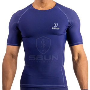 Camiseta Deportiva de Compresión Slim para Hombre, Ropa Deportiva de Alto Rendimiento, Cuello Redondo, Color Azul Sólido, Transpirable y de Secado Rápido - Product Image 5