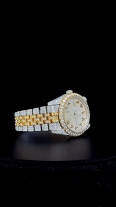 Reloj de Pulsera de Lujo para Hombre, de Acero Inoxidable de Dos Tonos, con Diamantes Moissanite de Alta Calidad, Estilo Deportivo y Ejecutivo, Cristal Antiguo de 20 mm - Product Image 4