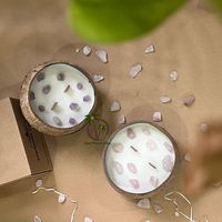 Bougie parfumée artisanale en coquille de noix de coco écologique pour la décoration de la maison, vente en gros pour Noël