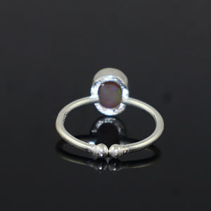 Anillo Ajustable de Plata de Ley 925 con Ópalo de Fuego Etíope Natural, Forma Ovalada, Joyería para Mujeres y Niñas, Estilo Real - Product Image 3