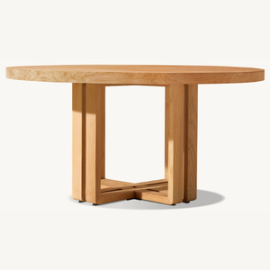 <b>Round</b> <b>table</b> furniture made of teak <b>wood</b> with a simple modern style for outdoor or indoor use, suitable for <b>dining</b> rooms - Product Image 1
