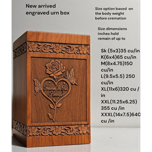 Urna Funeraria de Madera Grabada • Urna Conmemorativa con Rosas y Mariposas, Recuerdo Conmemorativo Funerario de AYAANS - Product Image 2