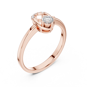 Anillo de Compromiso de Oro Rosa con Diamante Cultivado en Laboratorio, Diseño de Halo en Forma de Herradura, Piedra Central Redonda, Joyería Nupcial Elegante al por Mayor - Product Image 4
