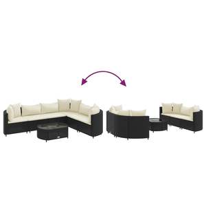 Ensemble de 6 canapés de patio crème, blanc et noir pour jardin - Product Image 6