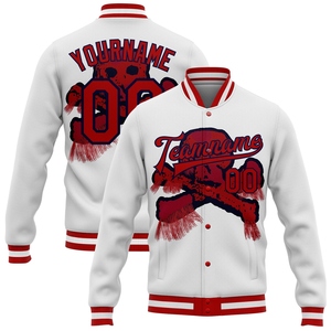 Wholesale Direct OMMIZ INDUSTRY Custom Figure <b>Red</b>-Royal 3D Pattern Design Bomber Full-Snap Varsity Letterman <b>Jacket</b> - Product Image 2