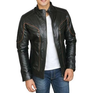 2026 Best Wholesale Latest Design Men's <b>Slim</b> <b>Fit</b> Breathable Eco-Friendly Quick Dry Winter Black Genuine Cow Skin Leather <b>Jacket</b> - Product Image 3