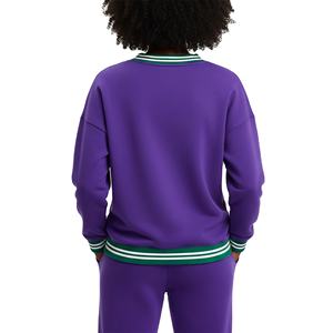 Sudadera de Mujer de Alta Calidad, Corte Holgado, Cuello en V, Tejido de Punto Acanalado, Hombros Caídos, Logotipo Personalizado, Otoño/Invierno, Estilo Universitario - Product Image 4