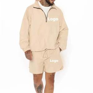 Conjunto Deportivo Ligero de 2 Piezas para Hombre, Estilo Urbano, Chaqueta Cortavientos de Nailon y Pantalones Cortos de Algodón Transpirable - Product Image 3