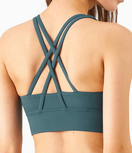 Soutien-gorge de sport athlétique pour femme, col rond, dos nageur, crop top, tenue de fitness et d'entraînement, logo personnalisé, fournisseur OEM en gros - Product Image 3