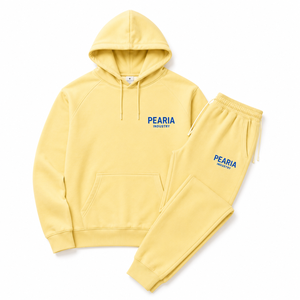 Ensemble survêtement molletonné jaune surdimensionné personnalisé avec logo frontal pour l'hiver – Sweat-shirt et pantalon de jogging en mélange de coton - Product Image 5