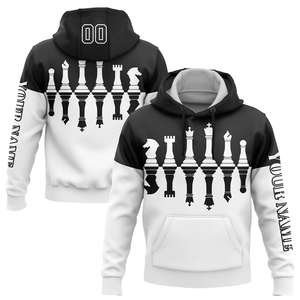 Sudadera con Capucha Deportiva de Diseño Nuevo, Personalizada, en Blanco y Negro, con Estampado 3D de Ajedrez Internacional, Venta al Por Mayor Directa de Fábrica - Product Image 1