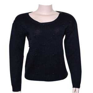 Sudadera negra con cuello redondo para mujer, manga con cinta, 50% Algodón, 50% poliéster, forro polar, logotipo estampado personalizado - Product Image 1