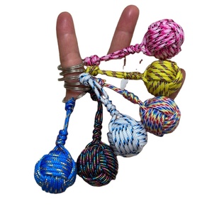 Monkey Fist Knot Keychain W/ Brass Shackle - 4.5" Long - Handmade Sailor Rope <b>Key</b> Ring - Nautical Jewelry Gift - Product Image 1