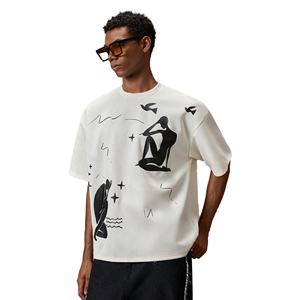 À la mode de la marque Vintage décontracté à manches courtes hommes 100% coton lourd respirant écologique lettre imprimé chemises d'été - Product Image 3