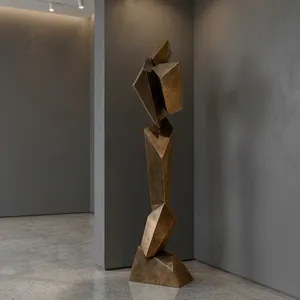 Escultura de Piso Abstracta Geométrica de Bronce Moderno, Estatua Decorativa de Lujo para Sala de Estar, Vestíbulo de Hotel, Oficina y Entrada - Product Image 5
