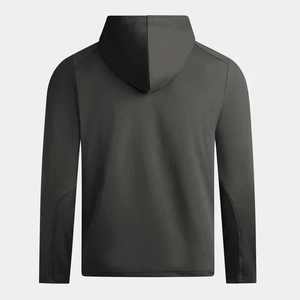 Camiseta deportiva de poliéster de manga larga con cremallera de un cuarto, color gris oscuro con detalles verdes, para hombre, transpirable, de secado rápido y que absorbe el sudor. - Product Image 4