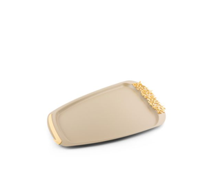Plateau de service en métal vert de luxe, style arabe, avec poignée dorée, pour servir les aliments - Product Image 4