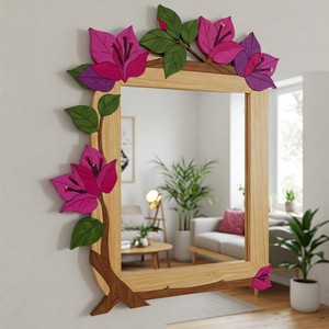 FABULOUS IMPEX Miroir encadré en bois, motif floral, style moderne, décoration murale écologique pour salon, décoration intérieure - Product Image 1