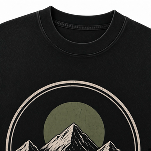 T-shirt à manches courtes pour homme NORTHLINE, noir, coupe classique, col rond, jersey décontracté en coton, imprimé motif montagne - Product Image 4