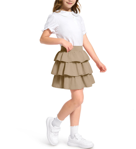 Nouvelles jupes en coton et élasthanne pour filles, design personnalisé, taille élastique, style décontracté, jupe-culotte à 3 volants, uniforme scolaire - Product Image 2
