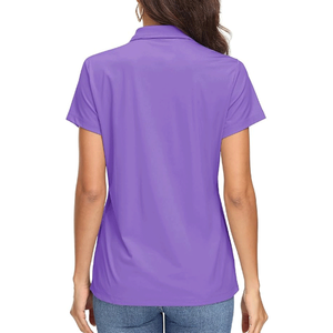 Chemise de golf décontractée pour femme, tricotée, violette, protection solaire, sur mesure, pour l'été, séchage rapide, écologique, respirante - Product Image 2