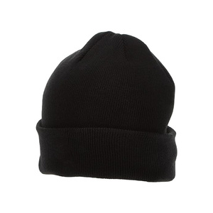 Gorro de Punto Negro Unisex para Adultos, Gorro Cálido de Invierno, Color Sólido, Estilo Casual, Circunferencia de Cabeza 56-58CM - Product Image 1