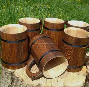 Chope à bière viking élégante en bois, faite à la main, rétro, tasse brune, fût à bière en chêne, sculpture sur bois, chope à bière en gros par FWE - Product Image 4