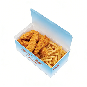 Food Grade Disposable Take Away Fried Chicken Box Custom Logo White <b>Cardboard</b> Fast Food Packaging Matt Lamination Embossing - Product Image 3