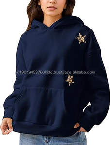 Sweat-shirts à capuche surdimensionnés pour femmes avec motif léopard et étoiles, broderie guépard, style Y2K streetwear, avec poche - Product Image 5