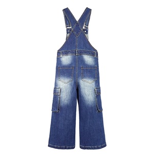 Your Baby Boy Girl Children's Denim Overalls Full Length Solid Color Cargo <b>Pockets</b> Adjustable Straps Mid Waist Regular - Product Image 4