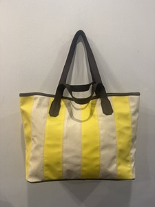 Laminated Yellow Striped 100% Cotton Canvas Tote <b>Bag</b> <b>Large</b> Capacity Shoulder <b>Bag</b> for Travel <b>Beach</b> Groceries & Daily Use - Product Image 1