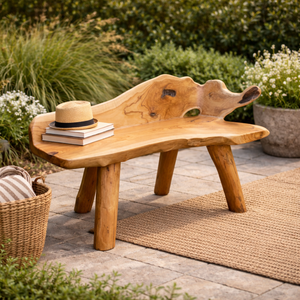 Banc en racine de teck rustique ARTERRA Premium, artisanal, écologique, durable, pour l'extérieur, la maison, la villa, les centres de villégiature - Product Image 3