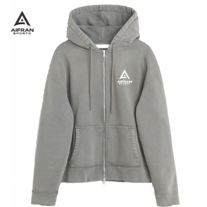 Sudadera con capucha y cremallera con logo personalizado, unisex, de algodón, para gimnasio, ropa urbana, suministro al por mayor - Product Image 3