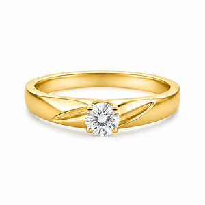 Anillo de Aniversario de Moissanita Chapado en Oro Amarillo, Forma Redonda, Diamante, Ajuste Cómodo, Anillo de Propuesta Unisex - Product Image 1