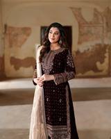 Atasan Beludru Viscose Tebal untuk Pesta Desainer Baru dengan Set Dupatta Bordir Tebal, Set Salwar Kameez, Set Kurti Celana, Harga Grosir