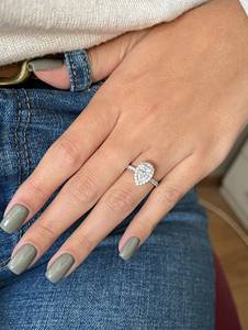 Anillo Clásico con Halo de Moissanita Corte Pera VVS1 de 1 Quilate, Plata de Ley 925, Regalo Sorpresa de Aniversario para Pareja, Venta al Por Mayor - Product Image 2