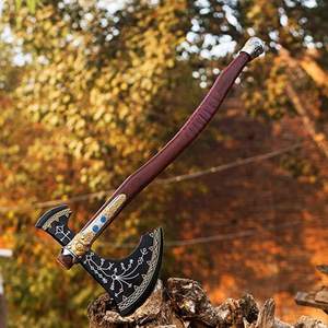 Hacha Vikinga Hecha a Mano de Grado Industrial Personalizada, Cabeza de Acero 1095, Mango de Madera, para Uso en Cocina, Camping, Corte, con Funda de Cuero, 3 Años de Garantía - Product Image 2