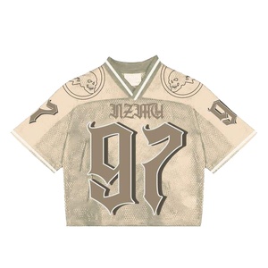 Men Street Wear Retro Soccer Jersey Printed Quick Dry Oversized T-shirts Boxy Cropped Mesh Custom Baseball Soccer Jersey for Men - Product Image 1