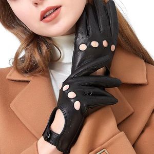 Womens Vintage Soft And <b>Thin</b> Excellent Quality Lambskin Leather Touch Screen Driving <b>Gloves</b> - Product Image 1