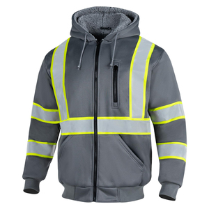 Breathable Reflective Safety Jacket High Vis Reflective Striping <b>Construction</b> Site Workwear Lightweight Zip Up Utility Safety - Product Image 1