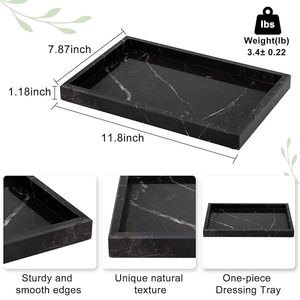 Luxury Black Marble <b>Vanity</b> Tray Decorative Serving Tray Modern Marble Organizer for Bathroom Coffee <b>Table</b> Kitchen Counter Home D - Product Image 6