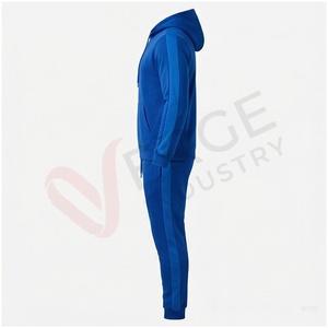 Conjunto Deportivo Azul con Capucha para Hombre, Manga Larga, Color Sólido, Transpirable, Corte Regular, Ropa Casual de Otoño - Product Image 3